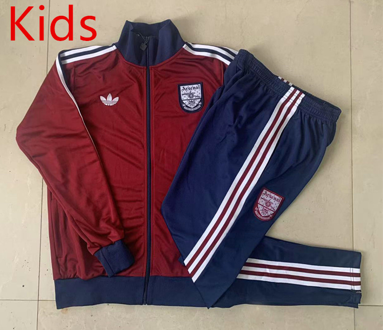 2025-2026 Retro Version Arsenal Dark Red Kids/Youth Soccer Jacket Uniform-815