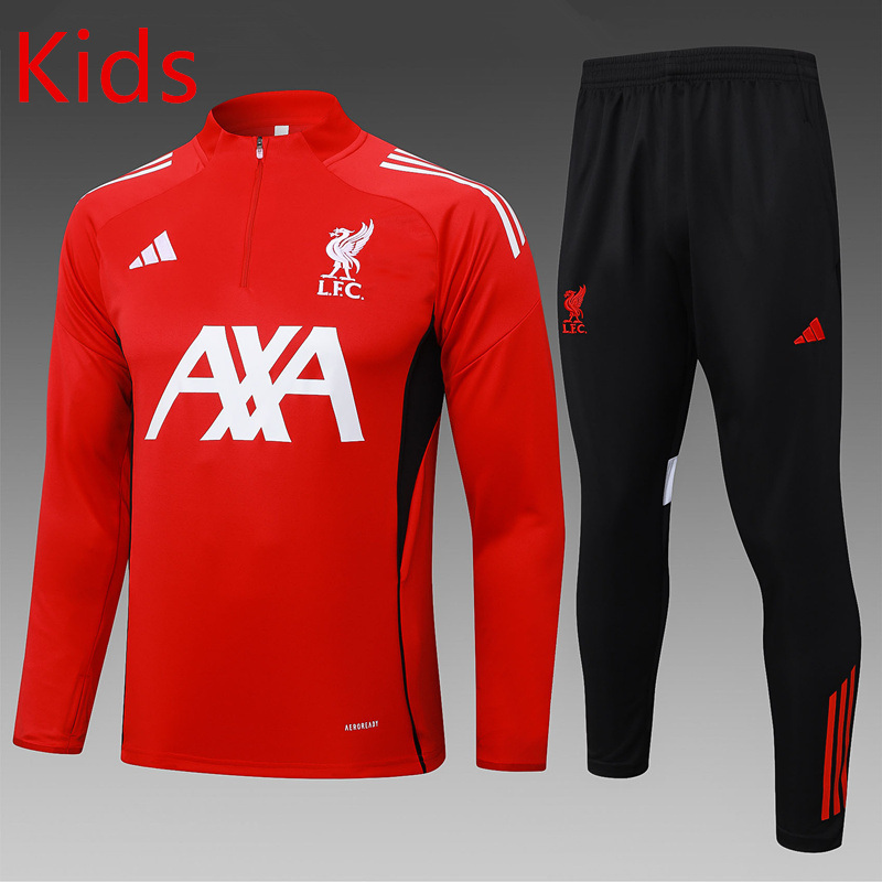 (With Chest Ad) 2025-2026 Liverpool Red Kids/Youth Thailand Soccer Tracksuit-815