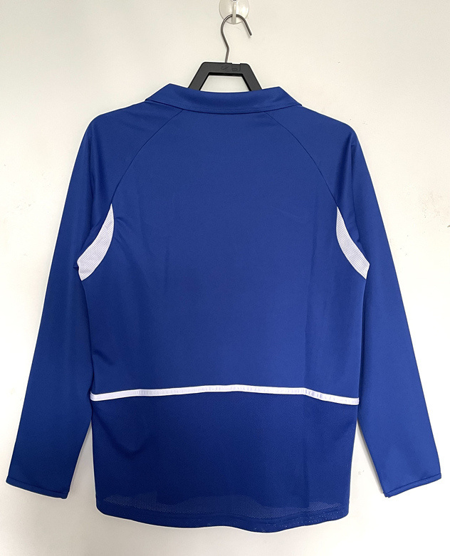 Retro Version 2002 Brazil Away Blue Thailand LS Soccer Jersey AAA-811