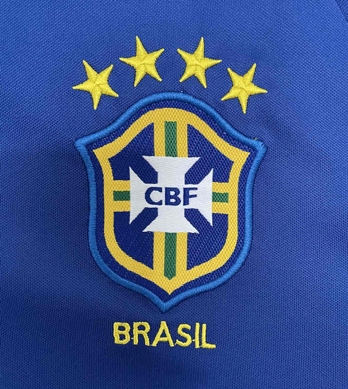 Retro Version 2002 Brazil Away Blue Thailand LS Soccer Jersey AAA-811