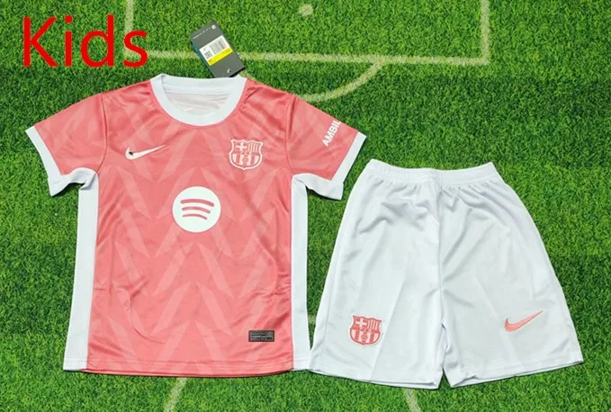2025-2026 Barcelona Pink Kids/Youth Soccer Uniform-8679