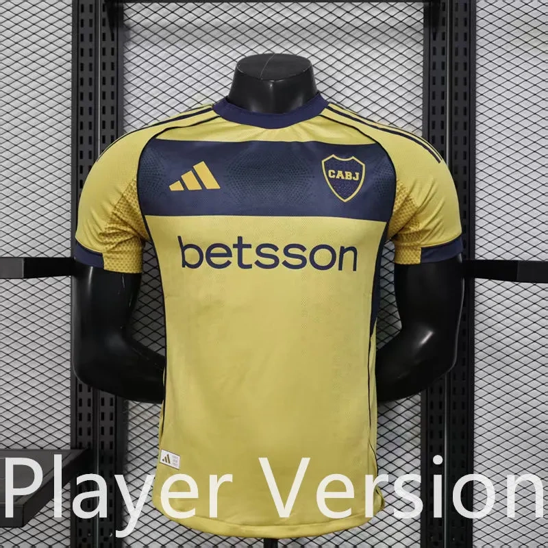 Player Version 2025-2026 Boca Juniors Away Yellow Thailand Soccer Jersey AAA-888