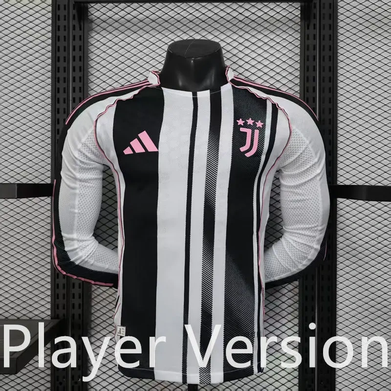 Player Version 2025-2026 Juventus Home White & Black Thailand LS Soccer jersey-888