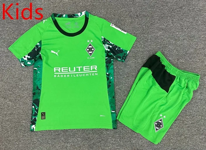 2025-2026 Borussia Mönchengladbach Away Green Kids/Youth Soccer Uniform-7809