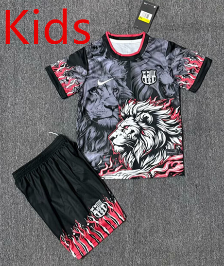 2025-2026 Barcelona Lion Gray&Black Kids/Youth Soccer Uniform-2483