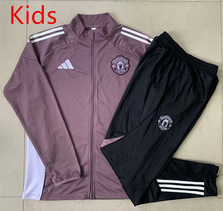 2025-2026 Manchester United Gray&Purple Kids/Youth Soccer Jacket Uniform-815