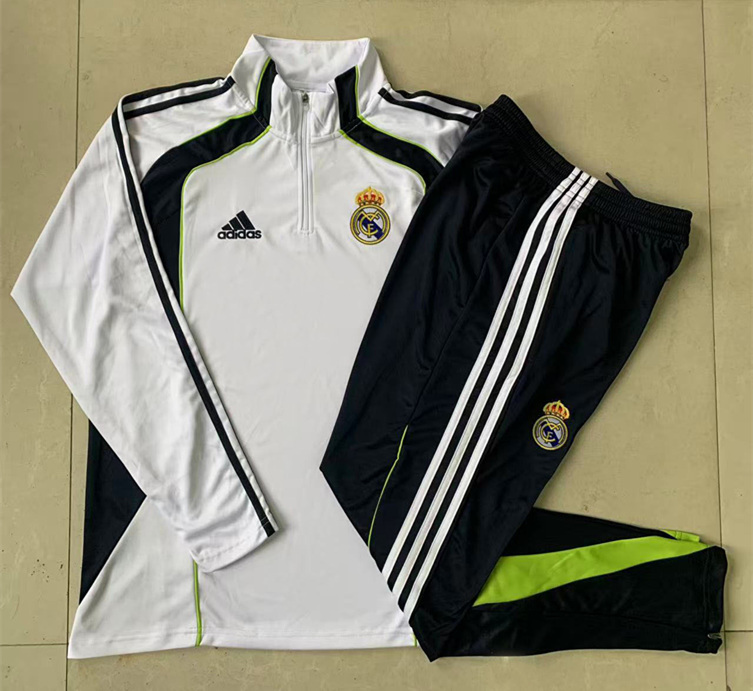 2025-2026 Retro Version Real Madrid White Thailand Soccer Tracksuit-815