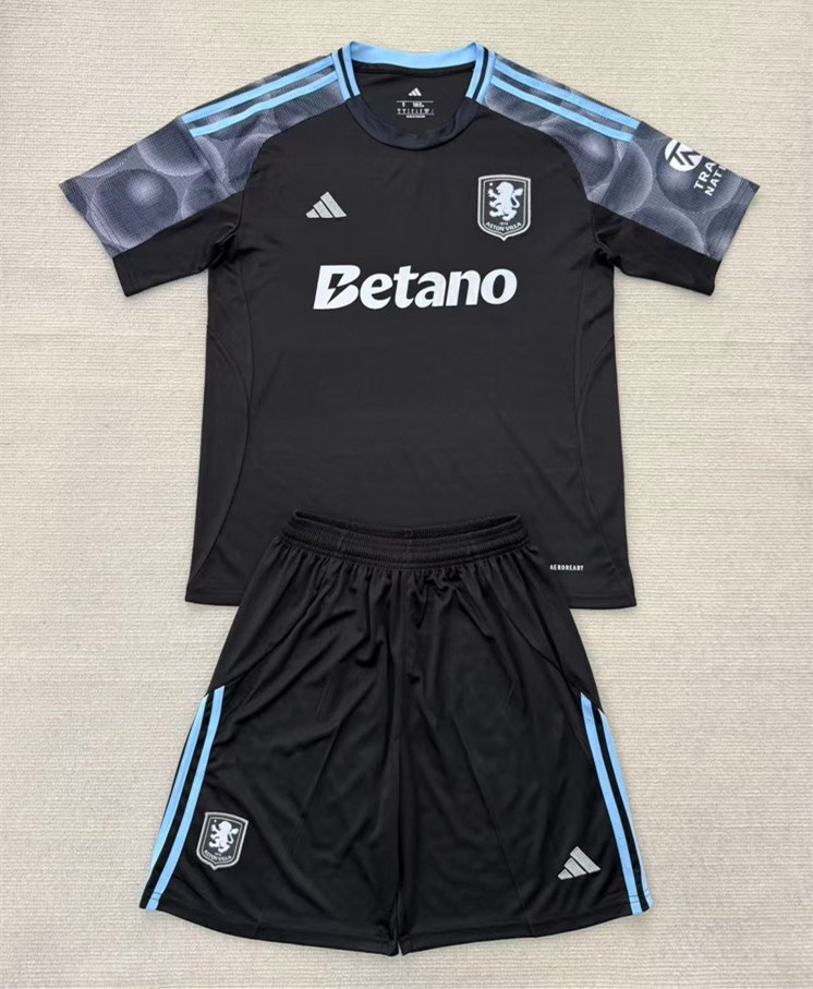 2025-2026 Aston Villa Away Black Soccer Uniform-AY