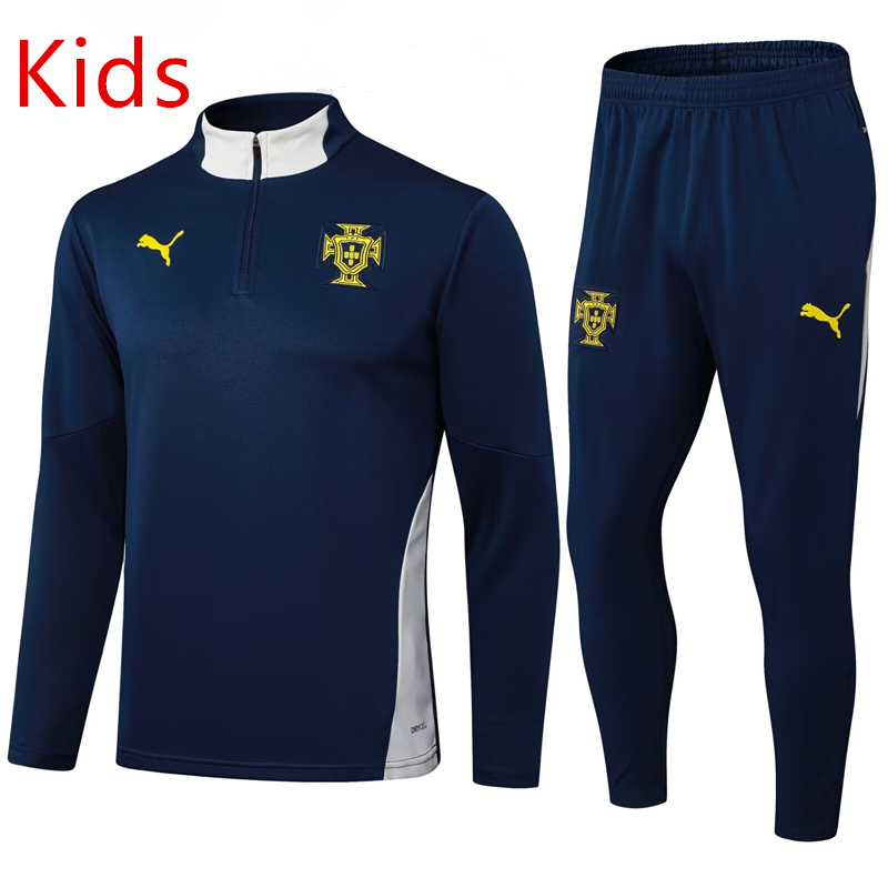 2025-2026 Portugal Royal Blue Kids/Youth Soccer Tracksuit-411