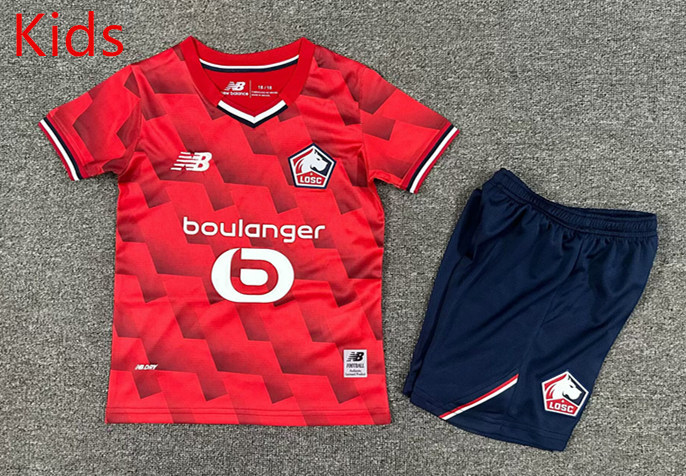 2025-2026 Lille Home Red Kid/Youth Soccer Uniform-7809