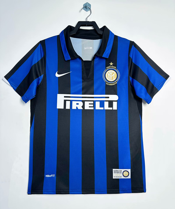 Retro Version 2007-2008 Inter Milan Home Blue&Black Thailand Soccer Jersey AAA-811