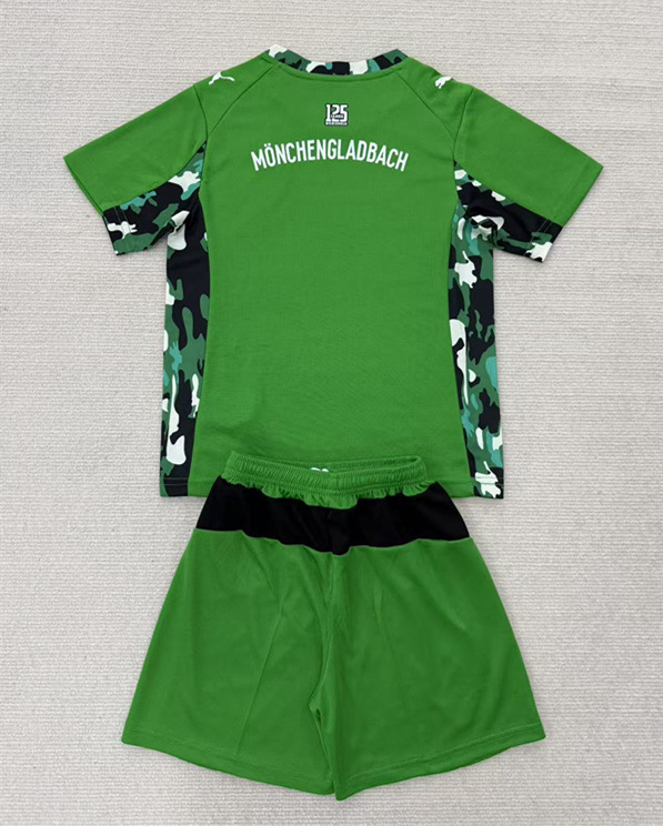 2025-2026 Borussia Mönchengladbach Away Green Kids/Youth Soccer Uniform-AY