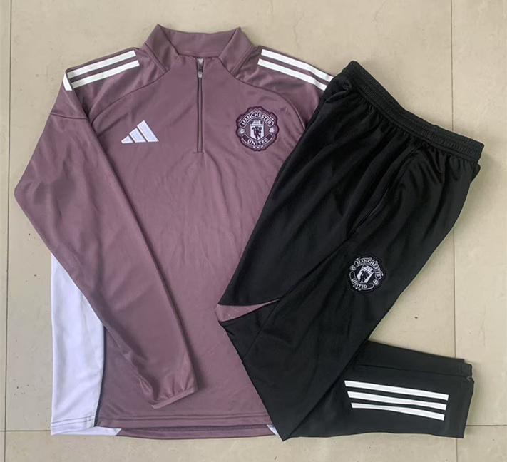 2025-2026 Manchester United Grey&Purple Thailand Soccer Tracksuit-815