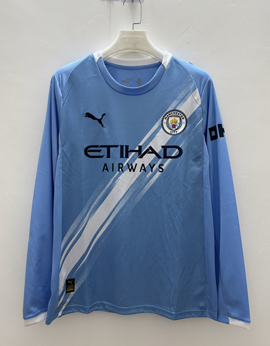 (S-3XL) 2025-2026 Manchester City Home Blue LS Thailand Soccer Jersey AAA-9268