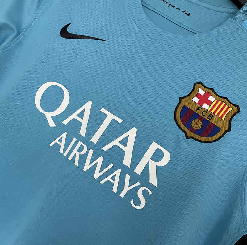 Retro Version 2015-2016 Barcelona 2nd Away Blue Thailand Soccer Jersey AAA-811