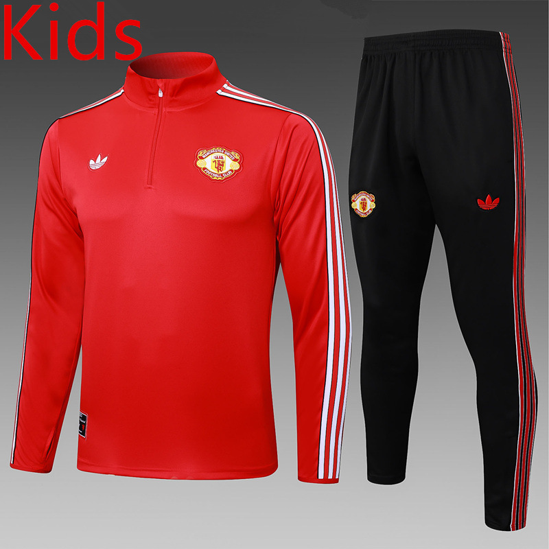 2025-2026 Retro version Manchester United Red Kids/Youth Soccer Tracksuit -815