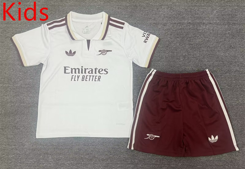 2025-2026 Arsenal Away White Kids/Youth Soccer Uniform-2353