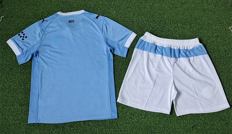 Player Version 2025-2026 Manchester City Home Blue Kid/Youth Soccer Uniform-9926