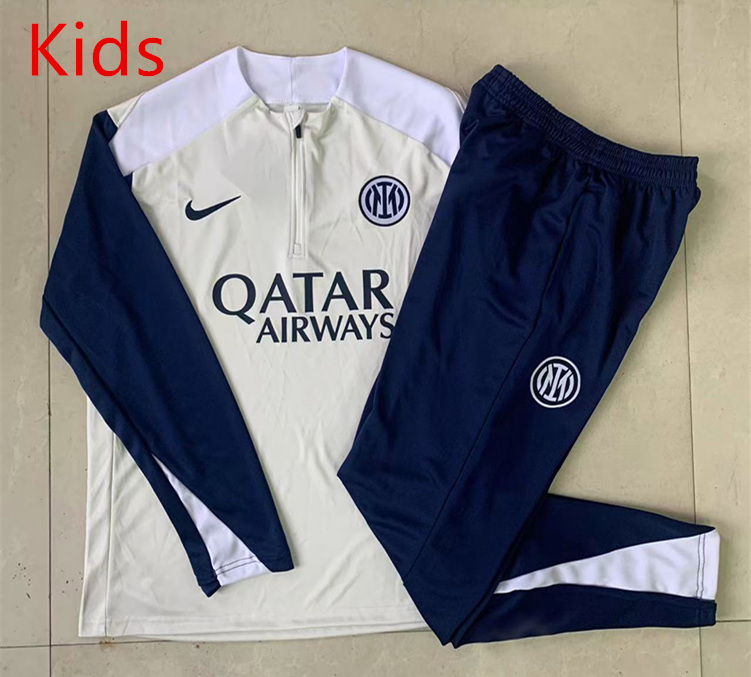 2025-2026 Inter Milan White Kids/Youth Soccer Tracksuit-815