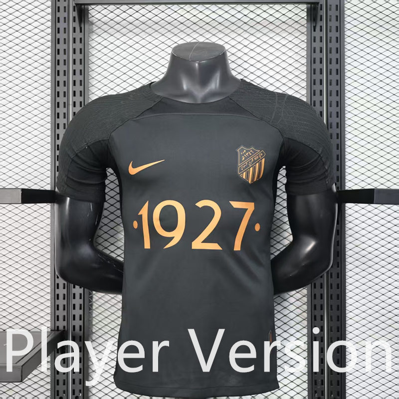 Player Version 2025-2026 Champions Commemorative Version Al-Ahli Saudi Black Thailand Soccer Jersey AAA(Gold Font)-888