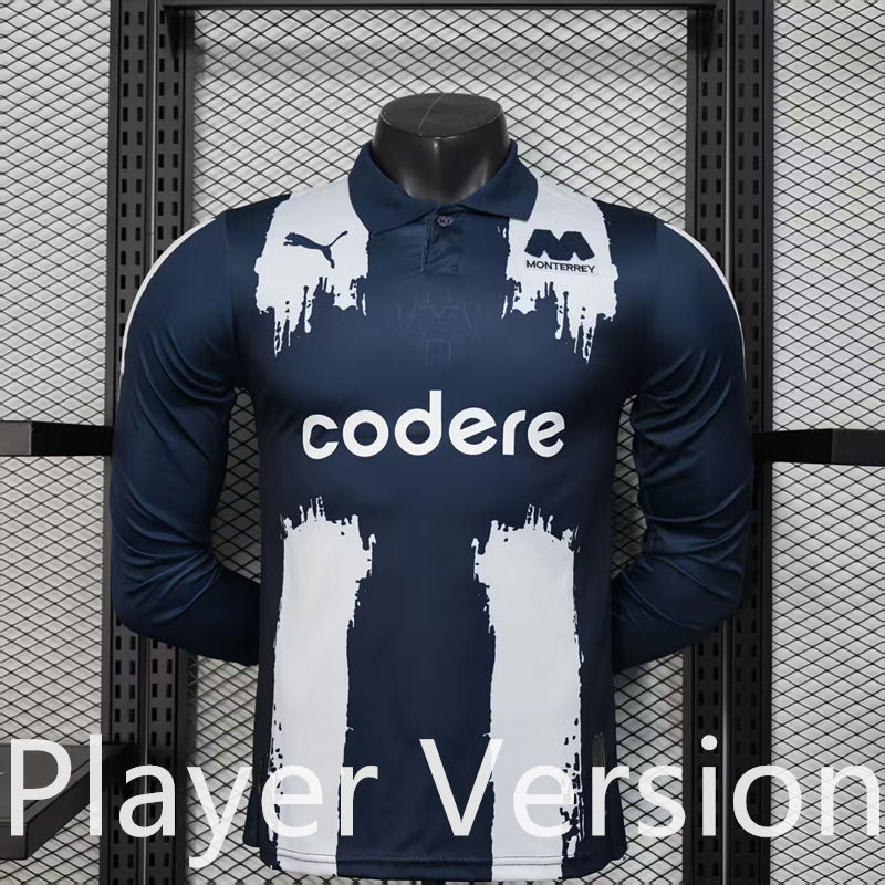 Player Version 2025-2026 Monterrey White&Blue LS Thailand Soccer Jersey AAA-888