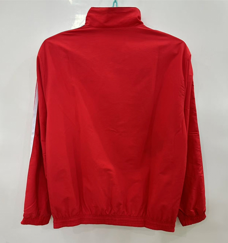 25-26 Real Madrid Red&White Double Sided Embroidery Hooded Silicone Thailand Trench Coats-0255