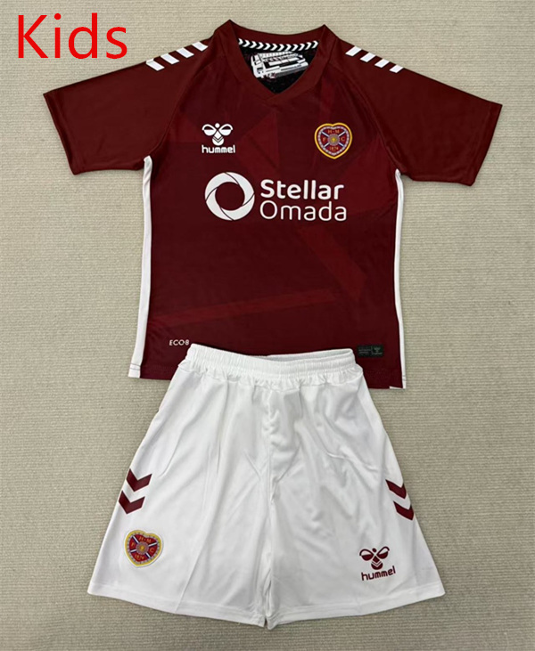 2025-2026 Heart of Midlothian Home Red Kids/Youth Soccer Uniform-AY