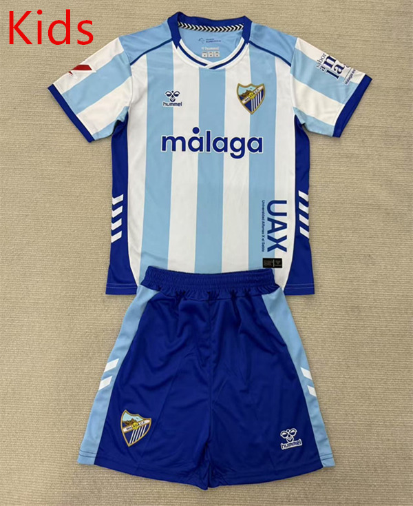 2025-2026 Málaga CF Home White&Blue Kids/Youth Soccer Uniform-AY