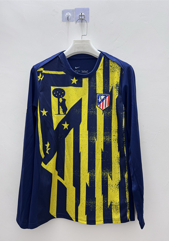 2025-2026 Atletico Madrid Yellow&Blue LS Thailand Soccer Jersey AAA-9268