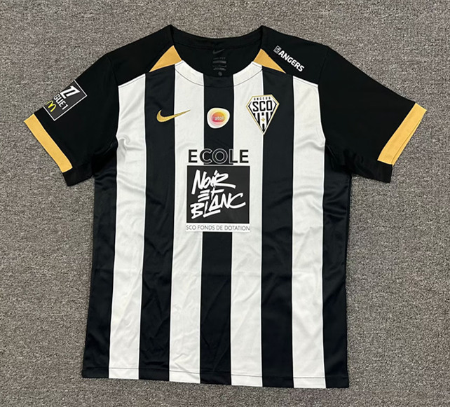 (S-4XL) 2025-2026 Angers SCO Home Black&White Thailand Soccer Jersey AAA-512