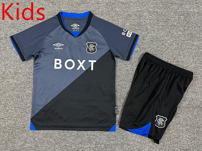 2025-2026 Rangers 2nd Away Black&Grey Kids/Youth Soccer Uniform-7809