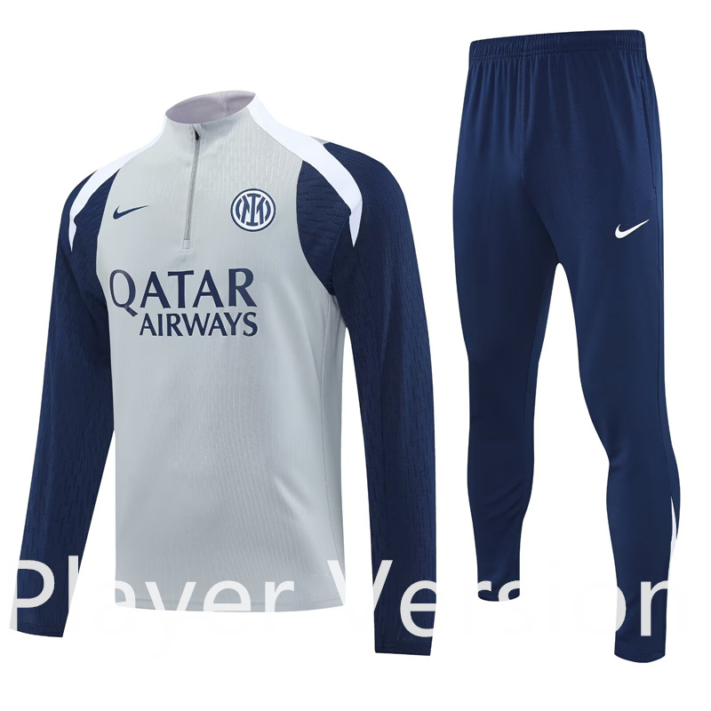 2025-2026 Inter Milan Light Grey Thailand Soccer Tracksuit-4627
