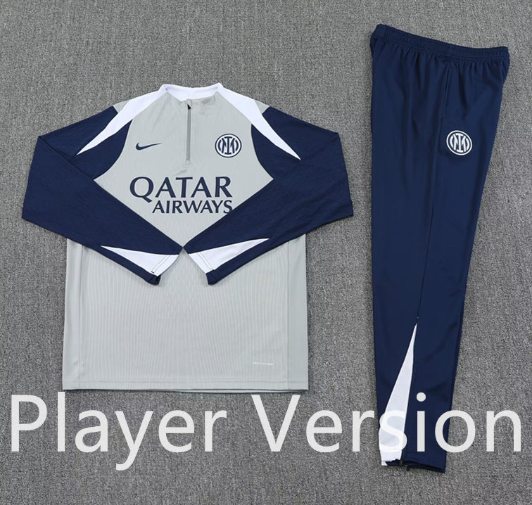 2025-2026 Inter Milan Light Grey Thailand Soccer Tracksuit-4627