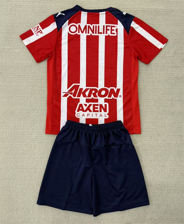 2025-2026 Deportivo Guadalajara Home Red&White Kid/Youth Soccer Unifrom-AY