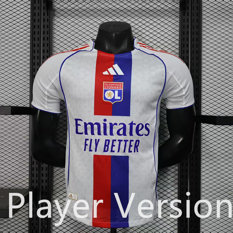 Player Version 2025-2026 Olympique Lyonnais Home White&Red Thailand Soccer Jersey AAA-888