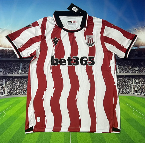 (S-4XL) 2025-2026 Correct Version Stoke City Home Red&White Thailand Soccer Jersey AAA-3066