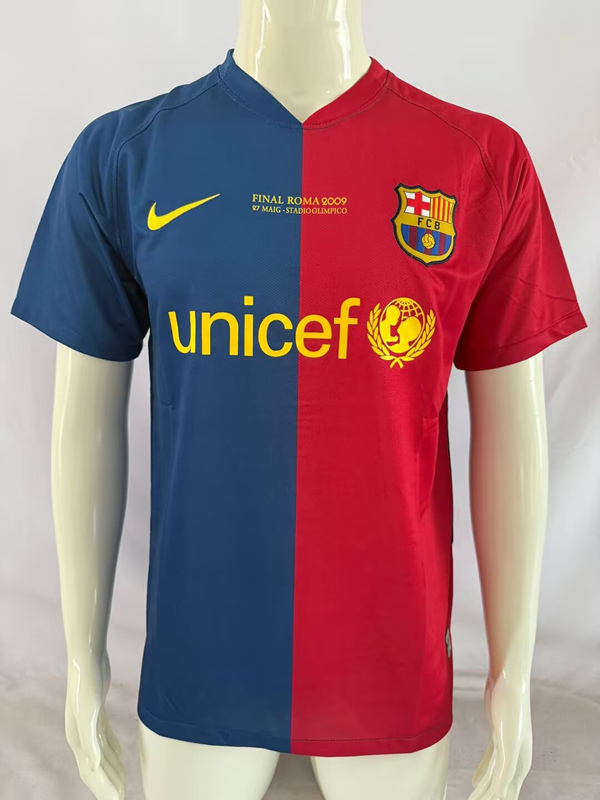 Retro Version 08-09 Champions League Barcelona Home Red&Blue Thailand Soccer Jersey AAA (with chest advertising)-503