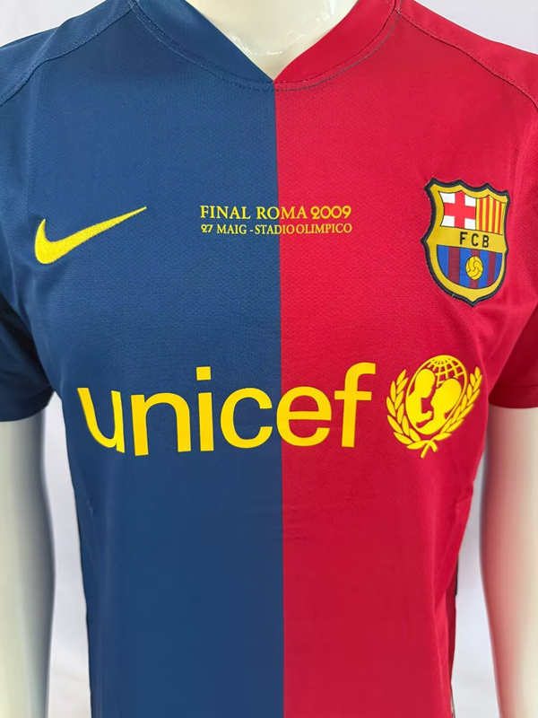 Retro Version 08-09 Champions League Barcelona Home Red&Blue Thailand Soccer Jersey AAA (with chest advertising)-503
