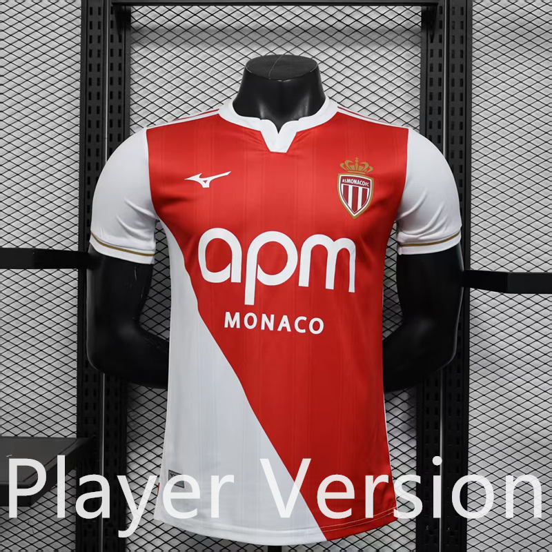 Player Version 2025-2026 Monaco Home White&Red Thailand Soccer Jersey AAA-888