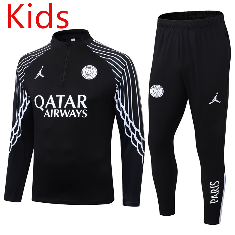 2025-2026 Paris SG Black Kids/Youth Soccer Tracksuit-411