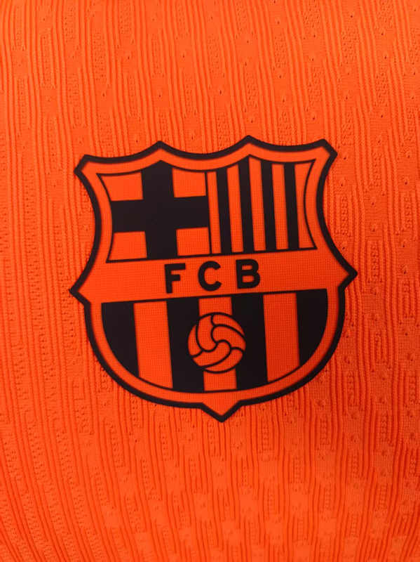 Player Version 2025-2026 Barcelona 2nd Away Orange Thailand Soccer Jersey AAA-0871