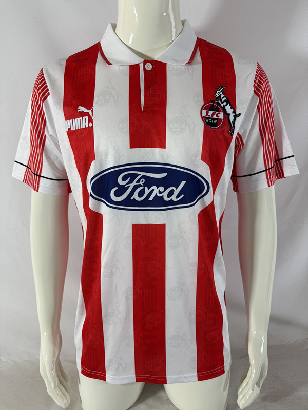 (S-4XL) Retro Version 1995-1996 FC Köln Home Red&White Thailand Soccer Jersey AAA-503