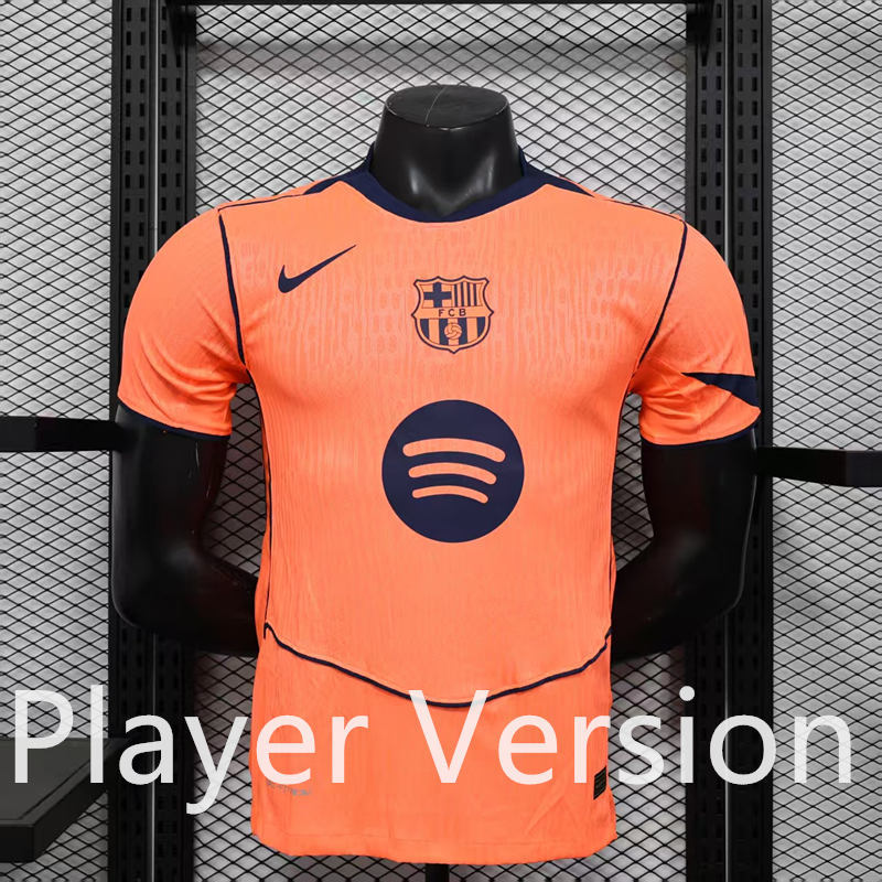 Player Version 2025-2026 Barcelona 2nd Away Orange Thailand Soccer Jersey AAA-888