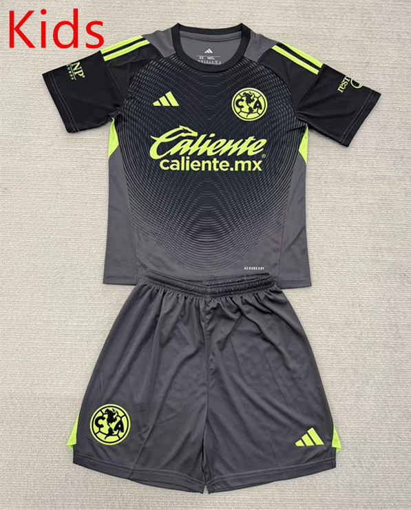 2025-2026 Club America Goalkeeper Grey&Black Kids/Youth Soccer Uniform-AY