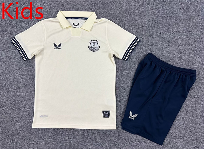 2025-2026 Everton Away Beige Kids/Youth Soccer Uniform-7809