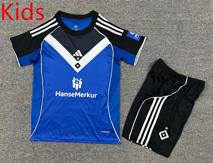 2025-2026 Hamburger SV Away Blue Kids/Youth Soccer Uniform-7809