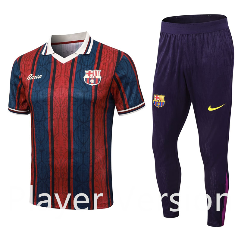 2025-2026 Barcelona Blue&Red Short-sleeved Thailand Soccer Tracksuit-9926