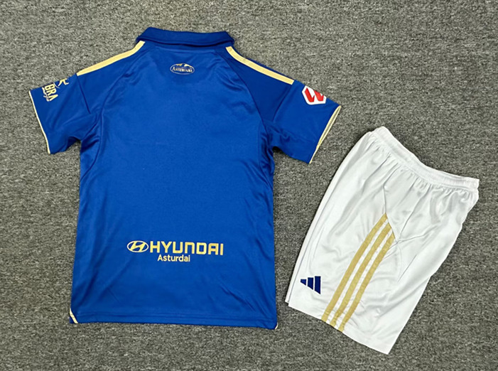 2025-2026 Real Oviedo Home Blue Kids/Youth Soccer Uniform-7809