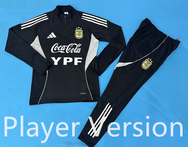 Player Version 2025-2026 Argentina Black Thailand Soccer Tracksuit -7411