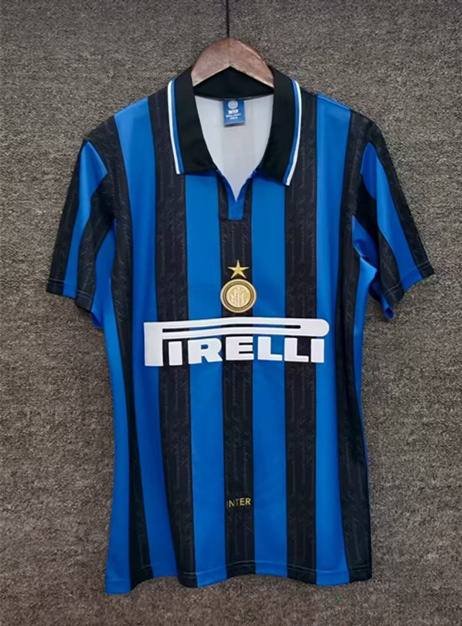 Retro Version 1996-1997 Inter Milan Home Blue&Black Thailand Soccer Jersey AAA-4130